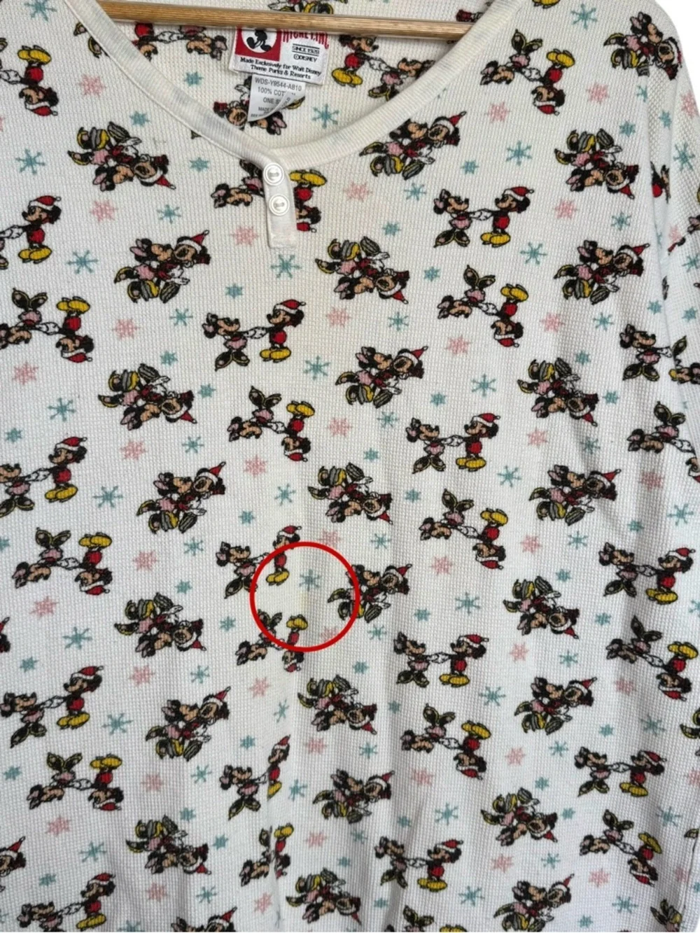 Vintage Mickey Inc Thermal Waffle Knit Sleep Shirt One Size Winter Snowflake - Picture 6 of 10